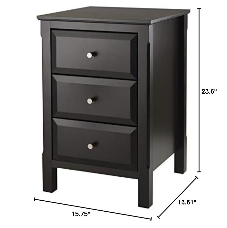 Black Composite Wood 3-Drawer Accent Table Set of 2 by Home Square - Perfect for Living Room, Bedroom, or Office Storage & Decor
