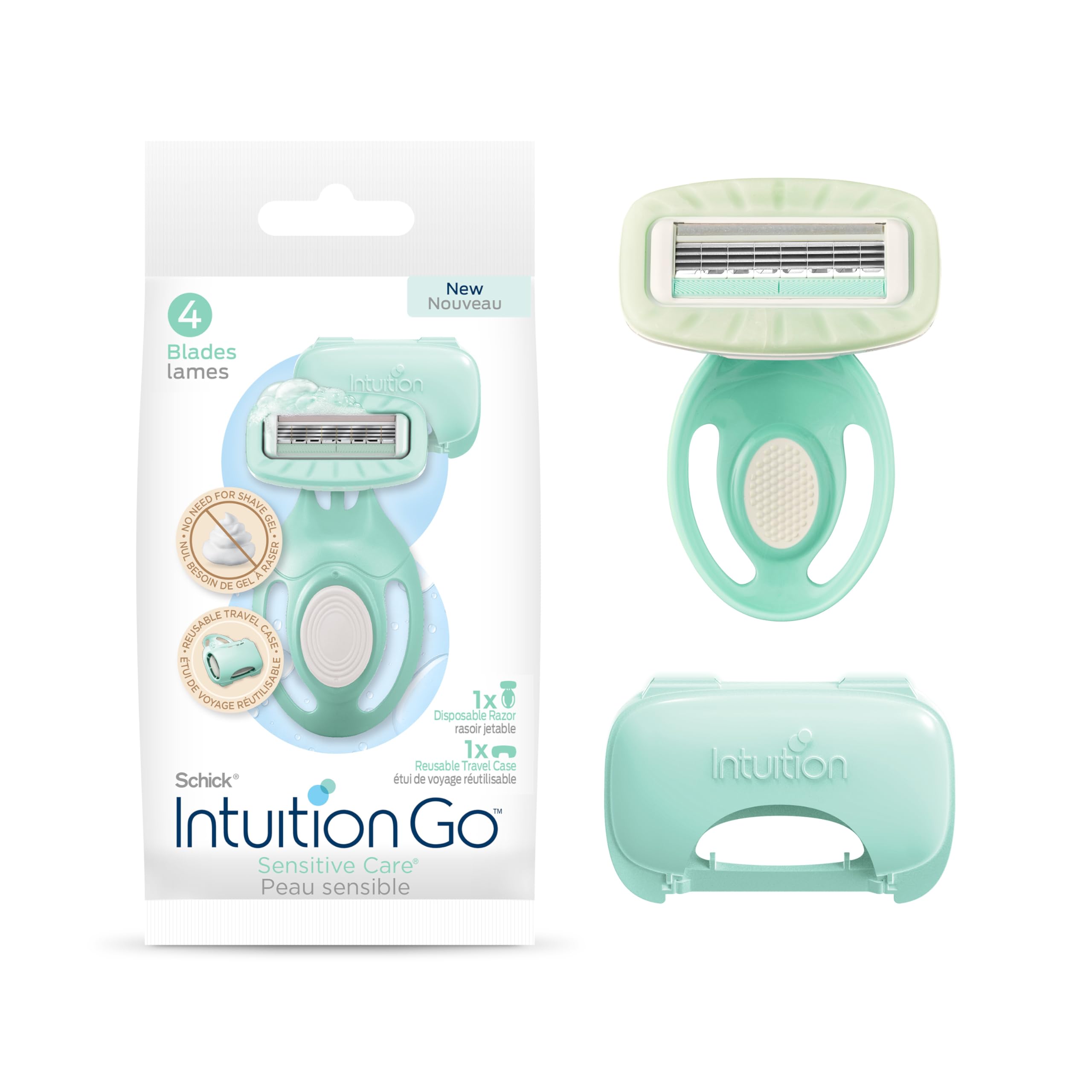Schick Intuition Go Disposable Travel Razor for Women - 1 Count | Sensitive Skin Razor with Organic Aloe | Perfect for Travel, Gym & Vacation Essentials | Smooth Shaving On-The-Go