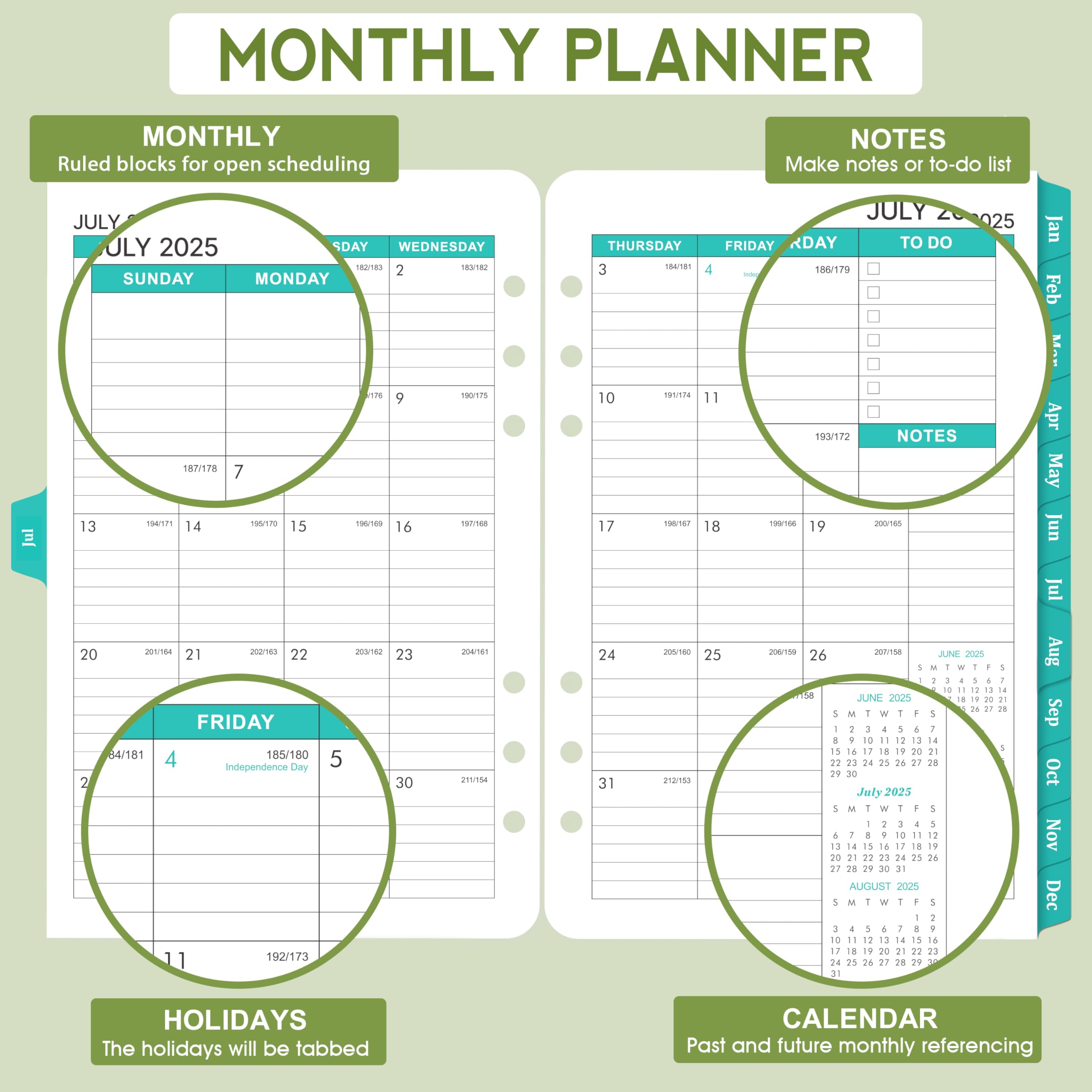 2025-2027 Monthly Planner Refill Inserts - 7-Hole Punched for Franklin Covey & Similar Planners, 5.5