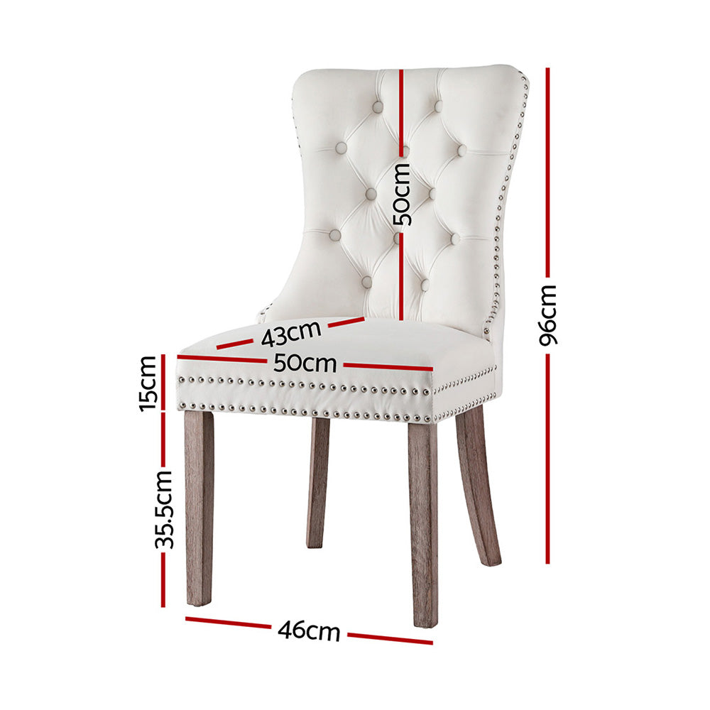 4-Piece Artiss Velvet Dining Chairs Set - Beige Upholstered Kitchen Chairs for Dining Room, Living Room & Home Decor