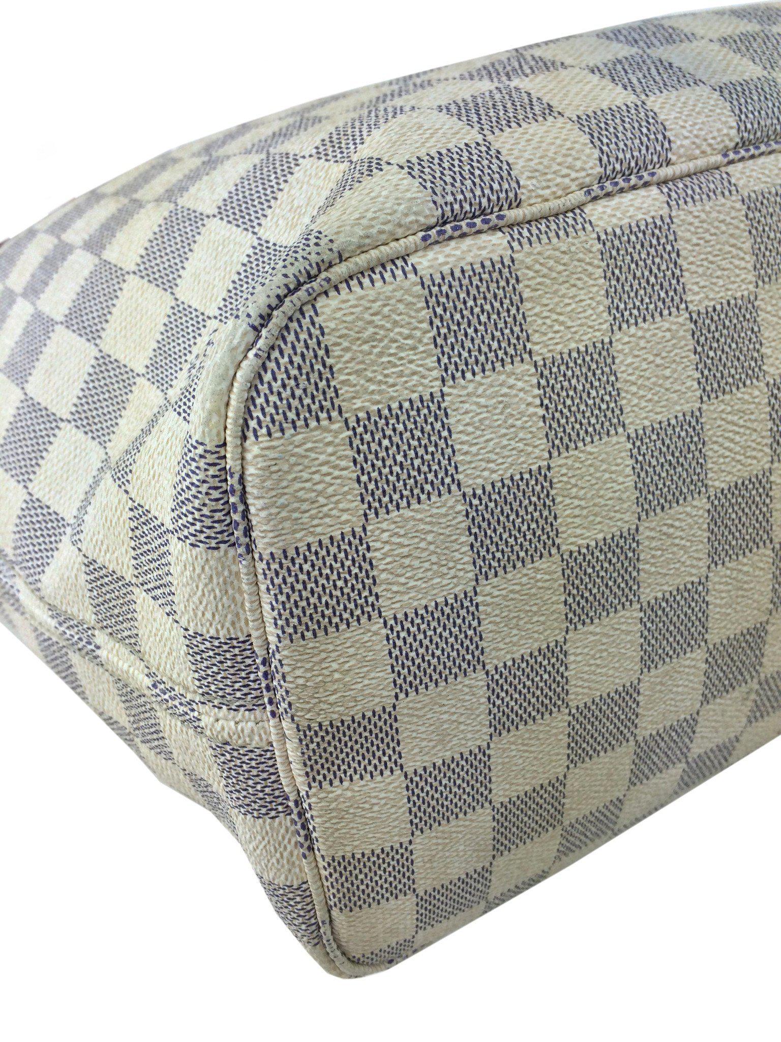 Authentic Louis Vuitton Damier Azur Neverfull MM Tote Bag - Lightweight Canvas Shoulder Bag for Women, Perfect for Work, Travel & Everyday Use