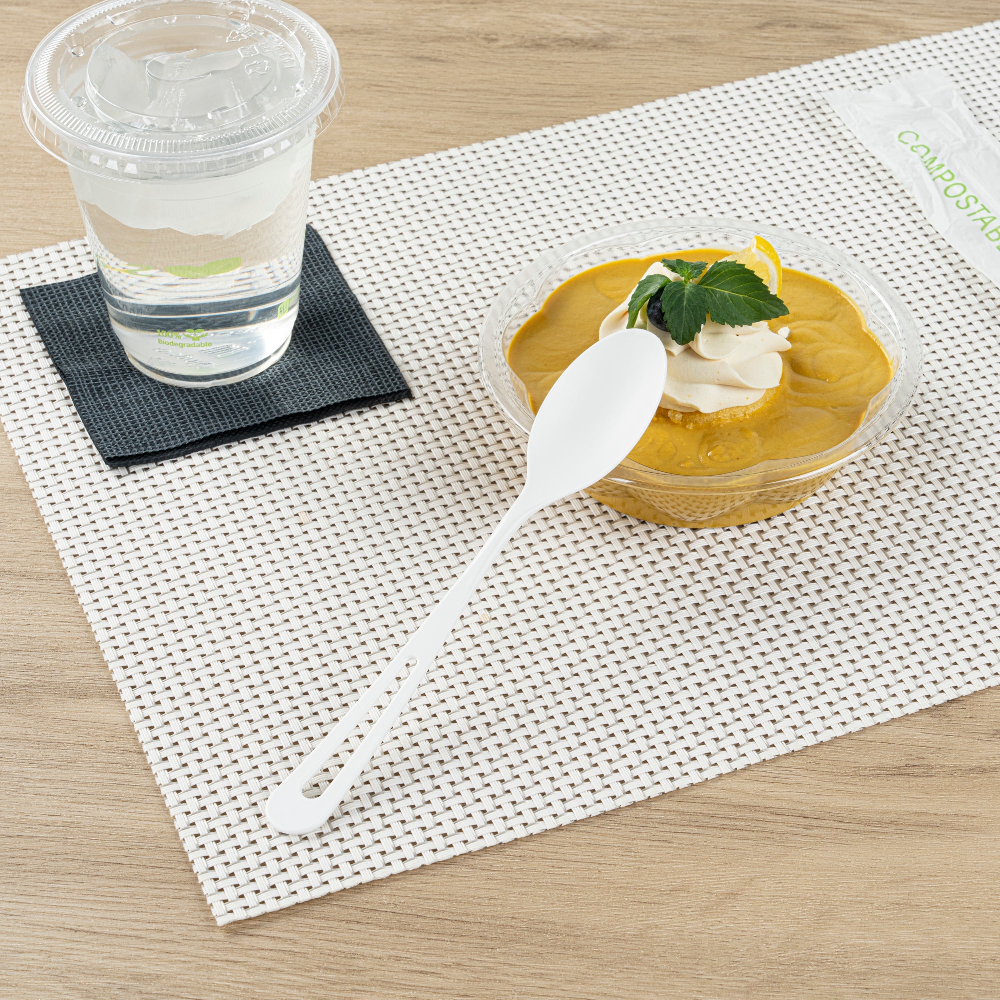Eco-Friendly White CPLA Compostable Spoons - Heat Resistant Biodegradable Cutlery, 7.5 Inch, 250 Count Bulk Pack | Perfect for Parties, Picnics & Sustainable Dining
