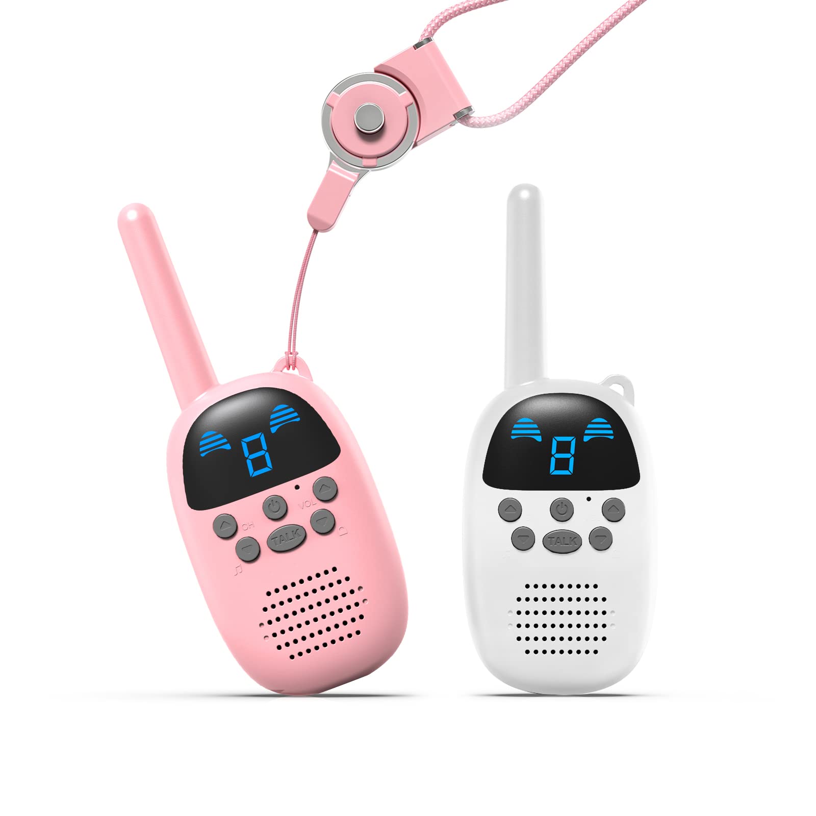 **CONNECOM FRS Walkie Talkies for Kids 3-12 Years Old - Best Gifts for Boys & Girls - 2 Pack (Pink+White) - Outdoor Play, Camping, and Family Adventures**