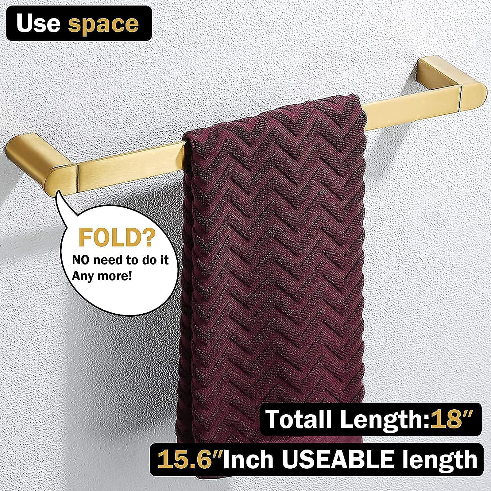 Brushed Brass Bathroom Towel Bar Set - Gold Towel Hook, Toilet Paper Holder & Robe Hook - Elegant Bathroom Hardware Accessories for Modern Homes | Perfect for Spa-Style Bathrooms & Luxury Hotel Decor