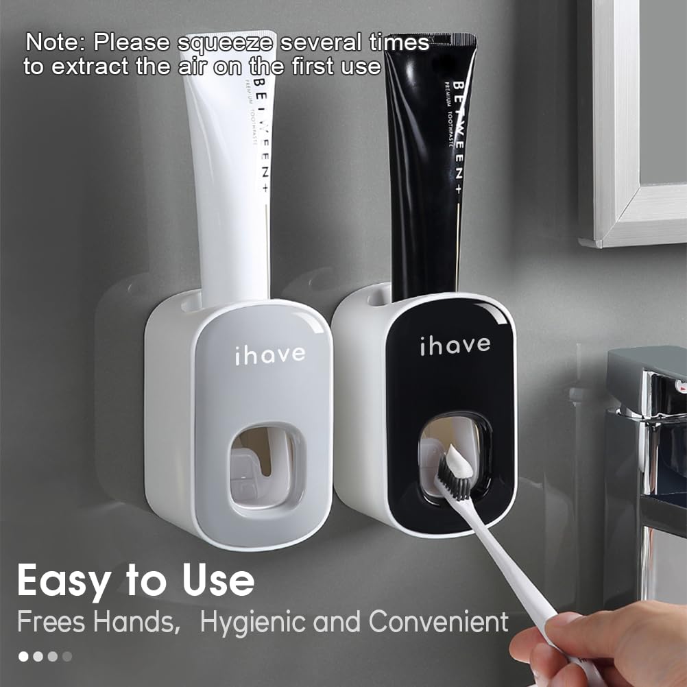 Automatic Wall Mount Toothpaste Dispenser for Bathroom - Hands-Free Toothpaste Squeezer (Grey) | Perfect for Home, Travel & RV Use