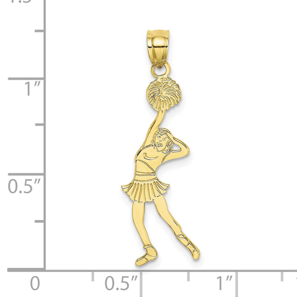 10k Yellow Gold Cheerleader Charm Pendant - Hand on Head Design - Dainty Jewelry for Cheerleading Enthusiasts - Perfect for Gifts, Sports Events & Team Spirit Accessories