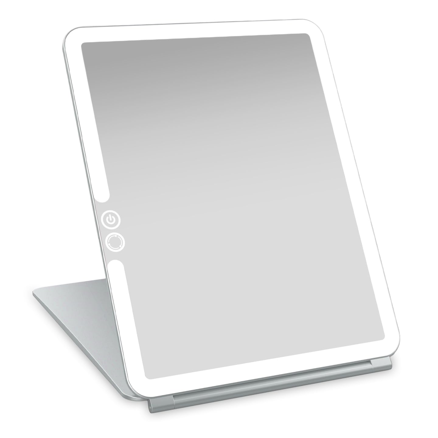 Eclipse LED Lighted Travel Vanity Makeup Mirror with 3 Color Lighting - Compact, Portable & Rechargeable Illuminated Mirror for Makeup & Beauty - Perfect for Travel, Home & Salon Use - Chalk Grey