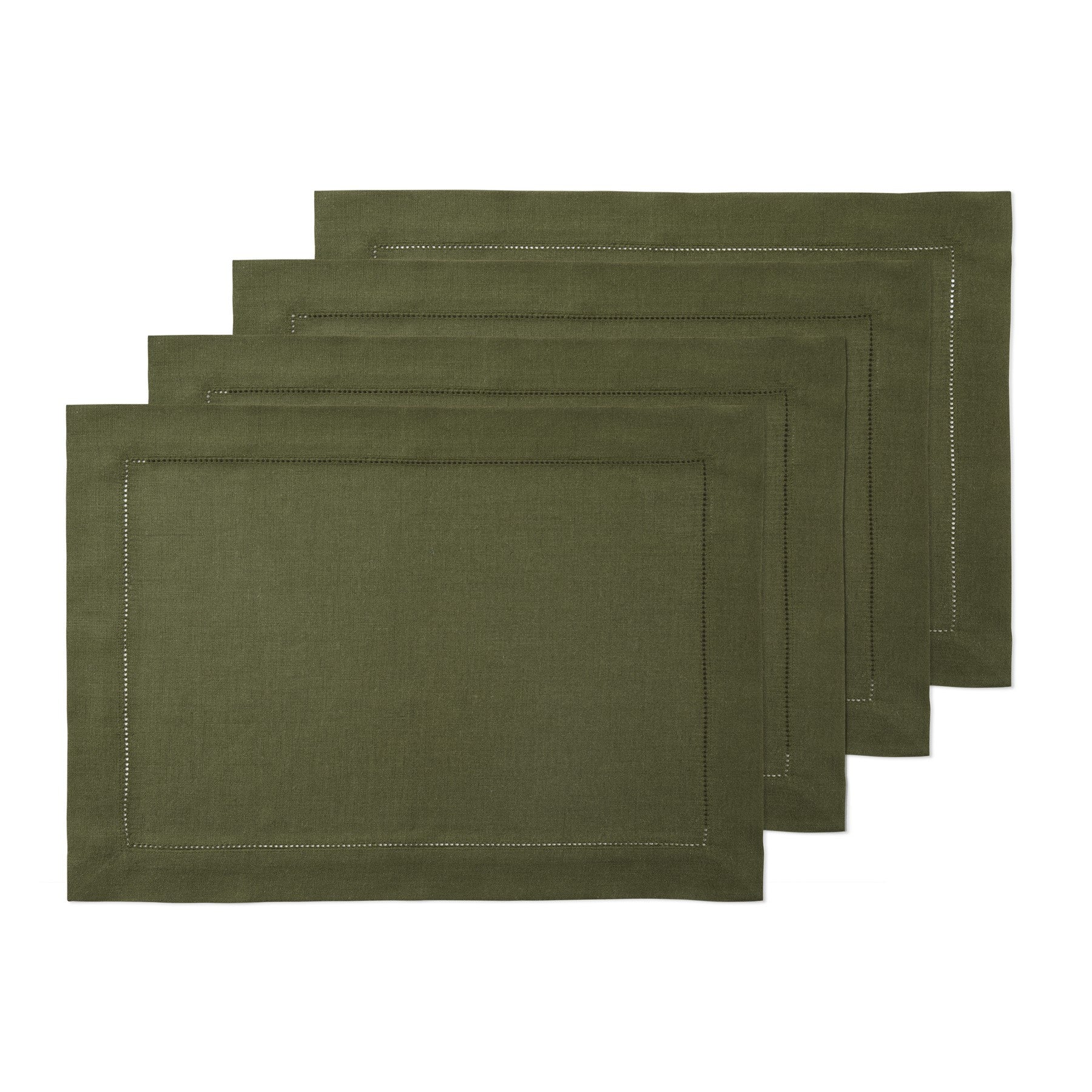 Elegant Classic Hemstitch Placemats Set of 4 - Premium Linen Table Mats for Dining Room Decor - Perfect for Thanksgiving, Christmas Dinner & Formal Entertaining