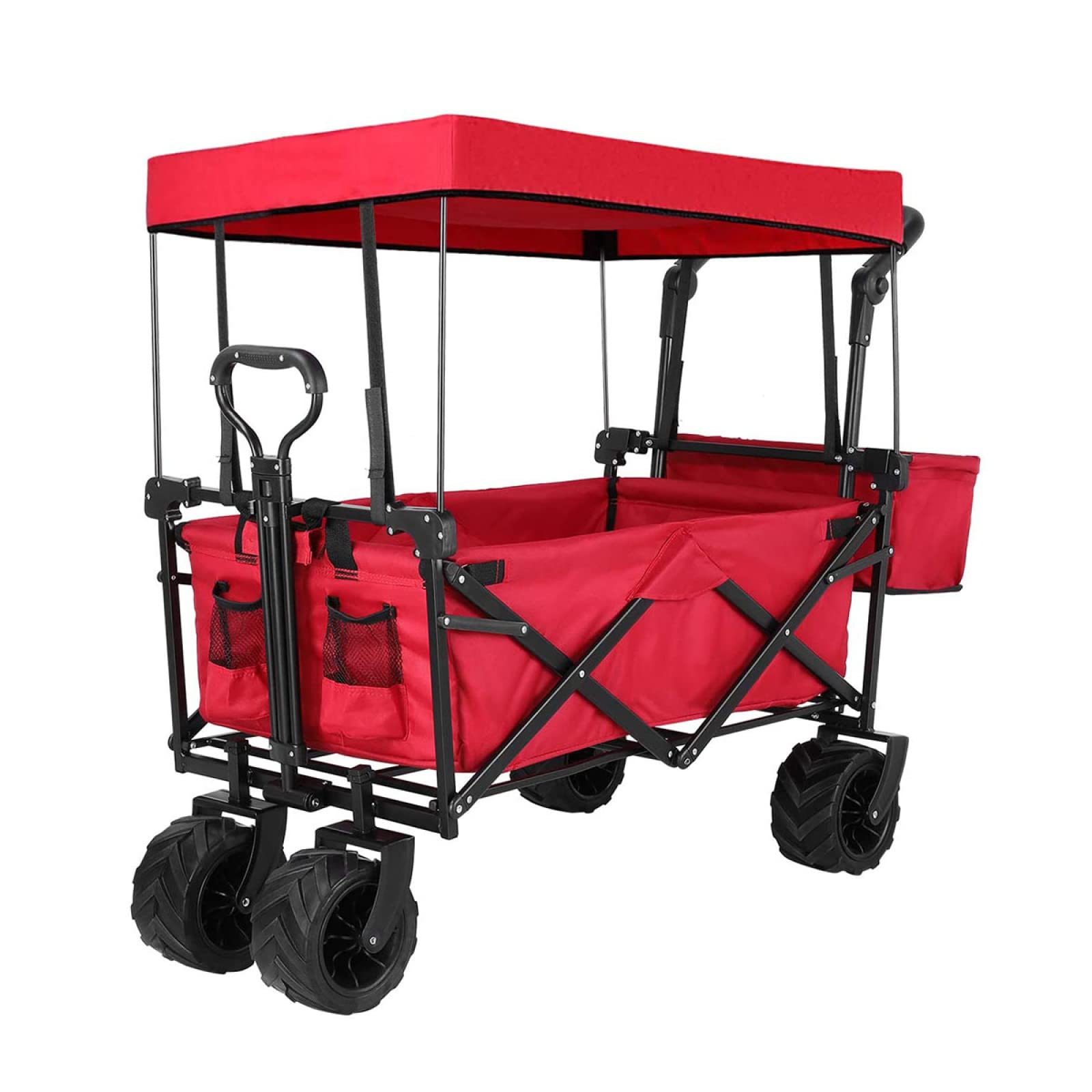 AWJ Beach Cart with Removable Canopy - Collapsible for Groceries, Sand & Camping