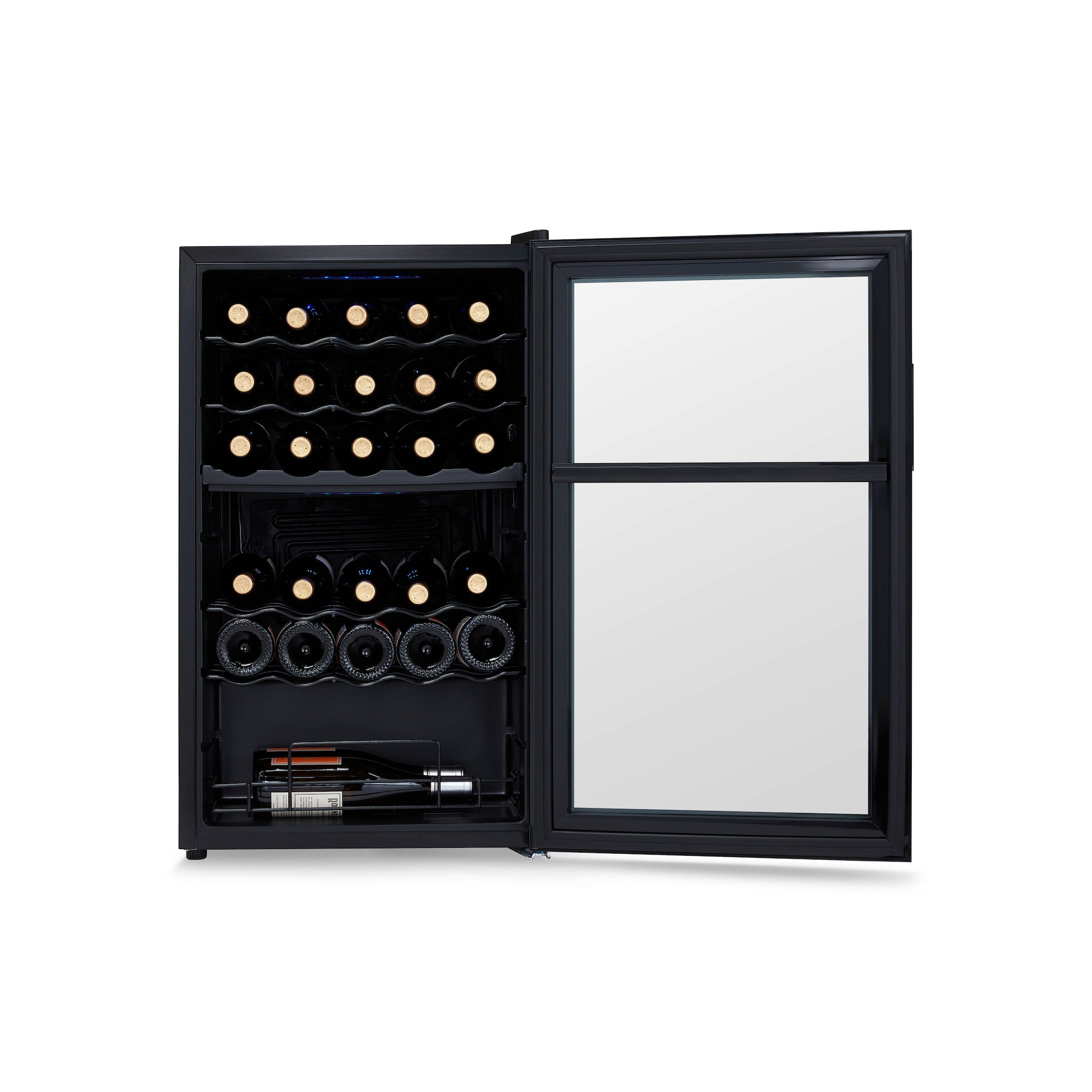 Newair® 33 Bottle 19.5 Inch Black Freestanding Dual Zone Wine Cooler Refrigerator - Perfect for Home Bars, Restaurants, and Wine Cellars