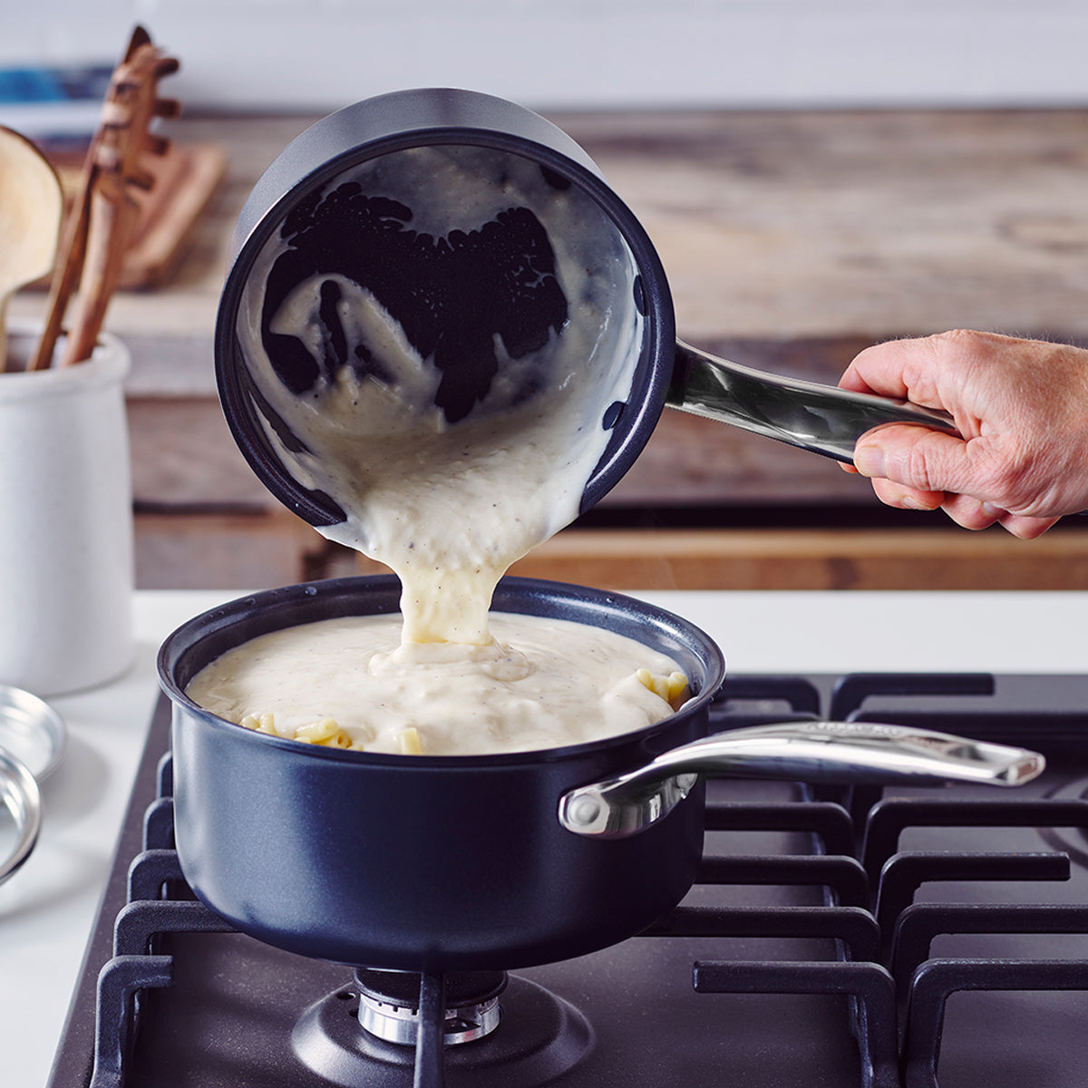 Chatham Black Ceramic Nonstick 1 Quart & 2 Quart Saucepan Set with Glass Lids - Perfect for Cooking, Simmering & Serving Soups, Sauces & Pasta | Dishwasher Safe & Oven Safe to 450°F