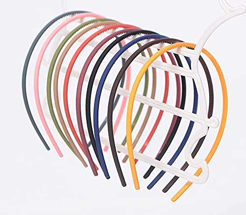 FAMEZA 6-Pack 5mm Thin Plastic Headbands with Teeth for Women & Girls - 6 Color Rainbow Set, Matte Finish Hair Accessories for DIY Styling, School, Work & Everyday Wear