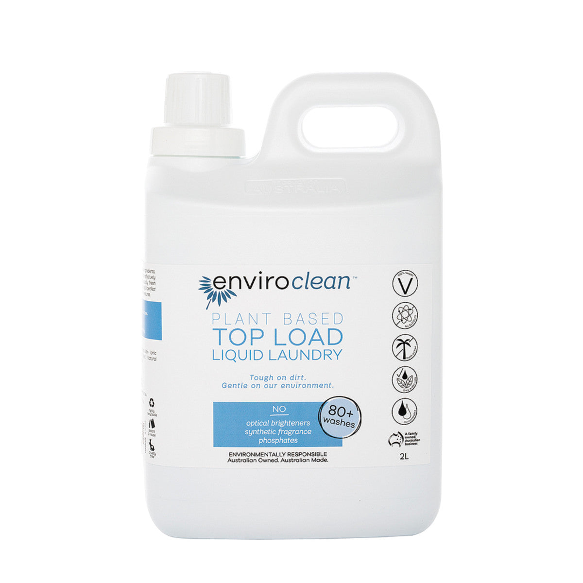ENVIROCLEAN Plant-Based Top Load Liquid Laundry Detergent 2L - Eco-Friendly Laundry Solution for Families & Sensitive Skin | Perfect for Everyday Use & Large Loads