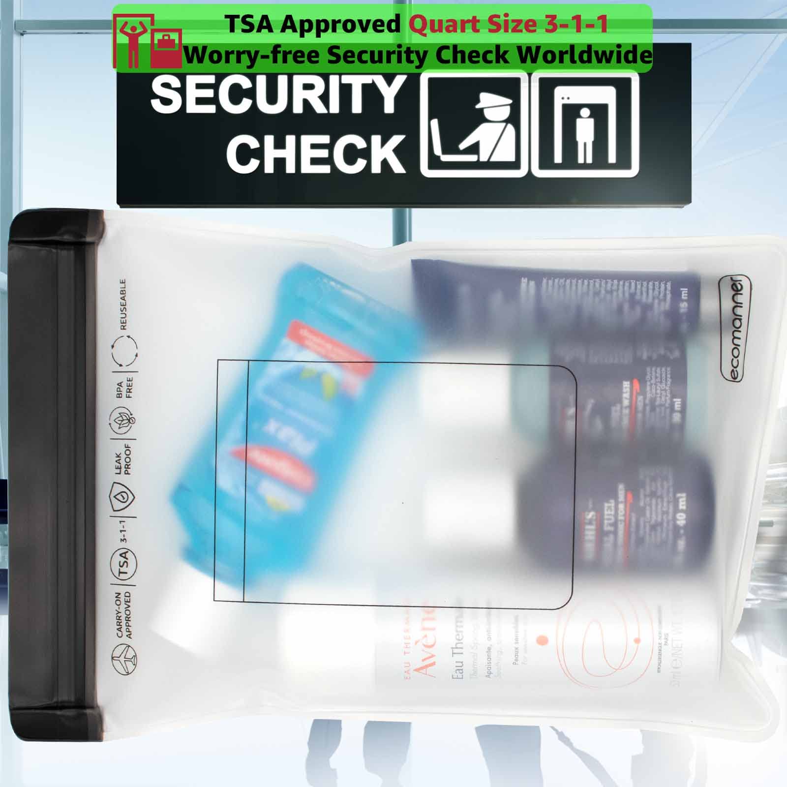 4 Pack TSA Approved Leak Proof Clear Toiletry Bags for Travel - 2 Small & 2 Large Quart Size (Perfect for Carry-on Luggage & Airport Security) | Ideal for Business Trips, Vacations & Weekend Getaways