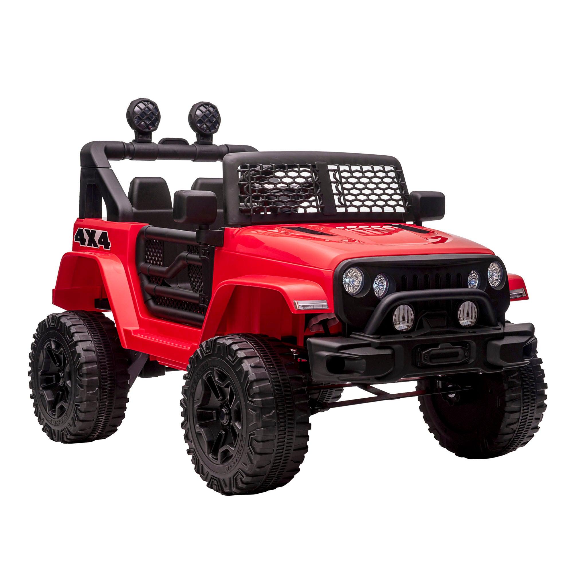 12V Kids Ride On Truck with Parent Remote Control - Electric Battery Powered Toy Car with Spring Suspension, Adjustable Speed, LED Lights & Horn - Perfect for Indoor & Outdoor Play, Birthday Gifts for Boys & Girls Ages 3-8 Years (Red)
