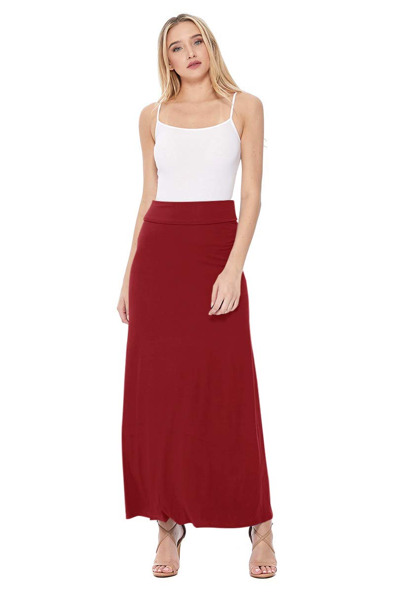 FashionJOA Women's Stretchy Flowy Maxi Skirt with Elastic Waistband - Comfortable & Stylish Summer Beach Dress for Casual Outings & Vacations