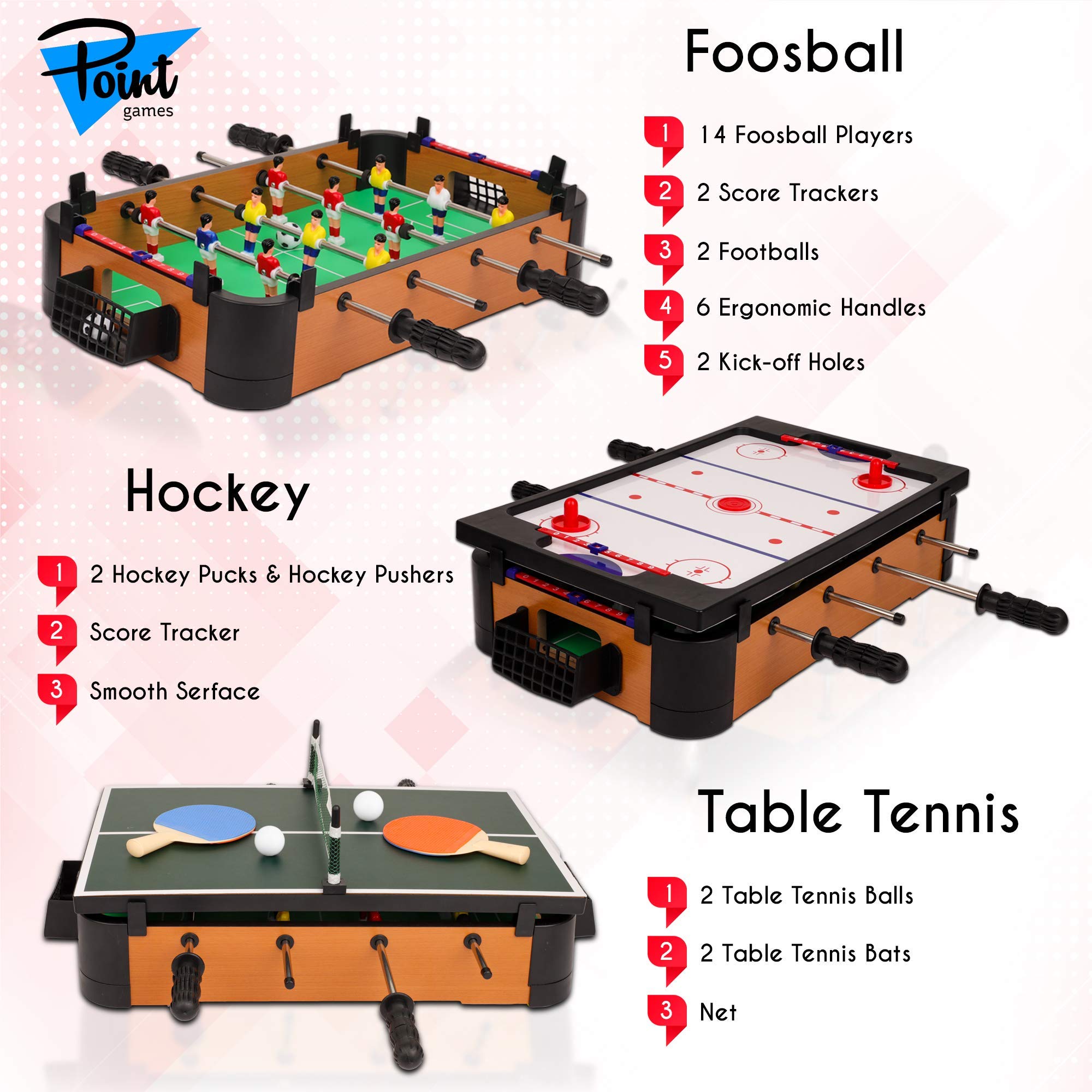 Mini Hockey Table Game for Kids - Fun Arcade Air Hockey Tabletop Game for Boys & Girls Ages 3+, Perfect Birthday Gift & Indoor Family Game Night Activity