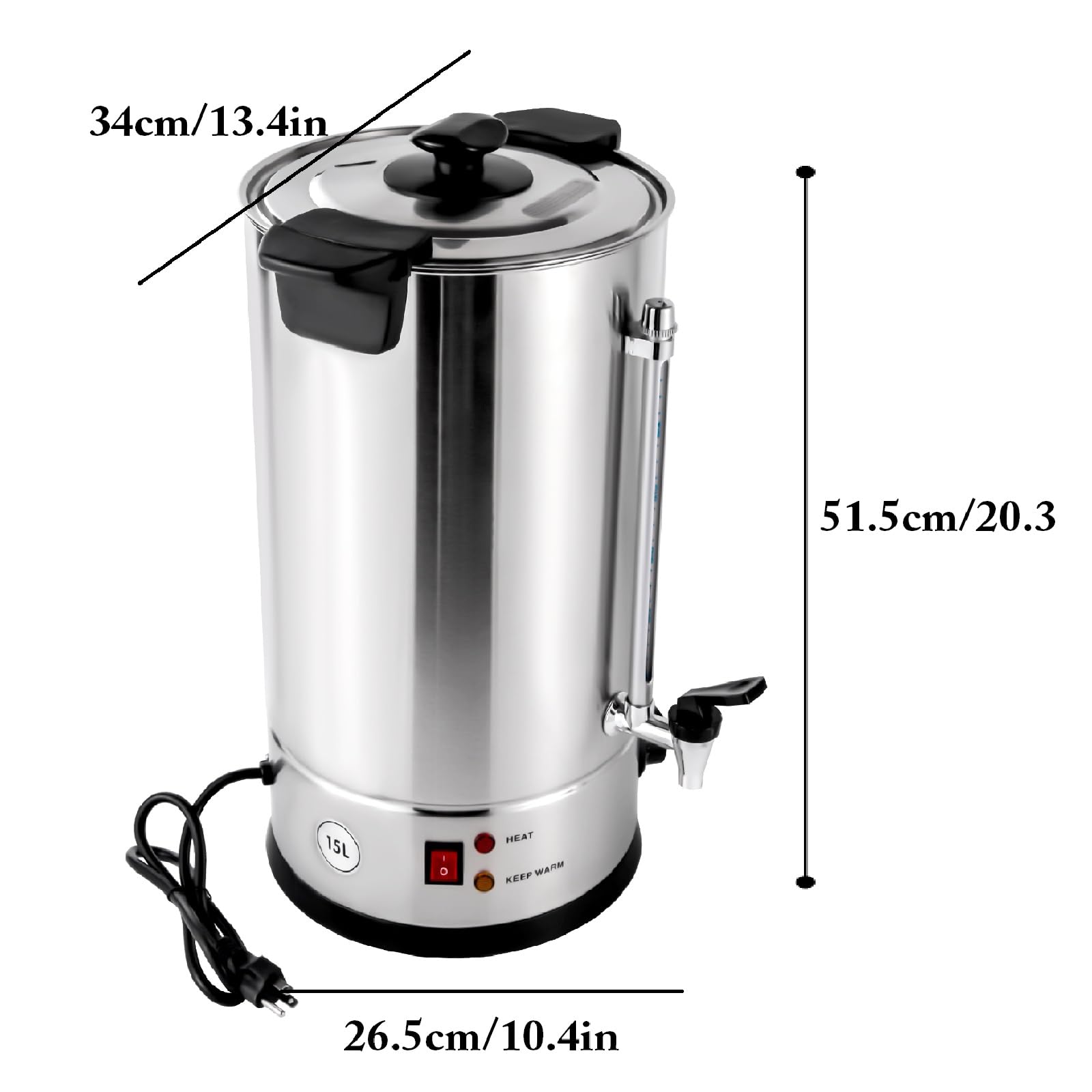 CNCEST Commercial Stainless Steel 15L/3.96gal 1.4KW Coffee Urn Maker - Automatic Brewing, Adjustable Temperature (30-110°C/86-230°F) for Home, Office, Wedding & Events - Perfect for Large Gatherings, Catering & Hospitality Use