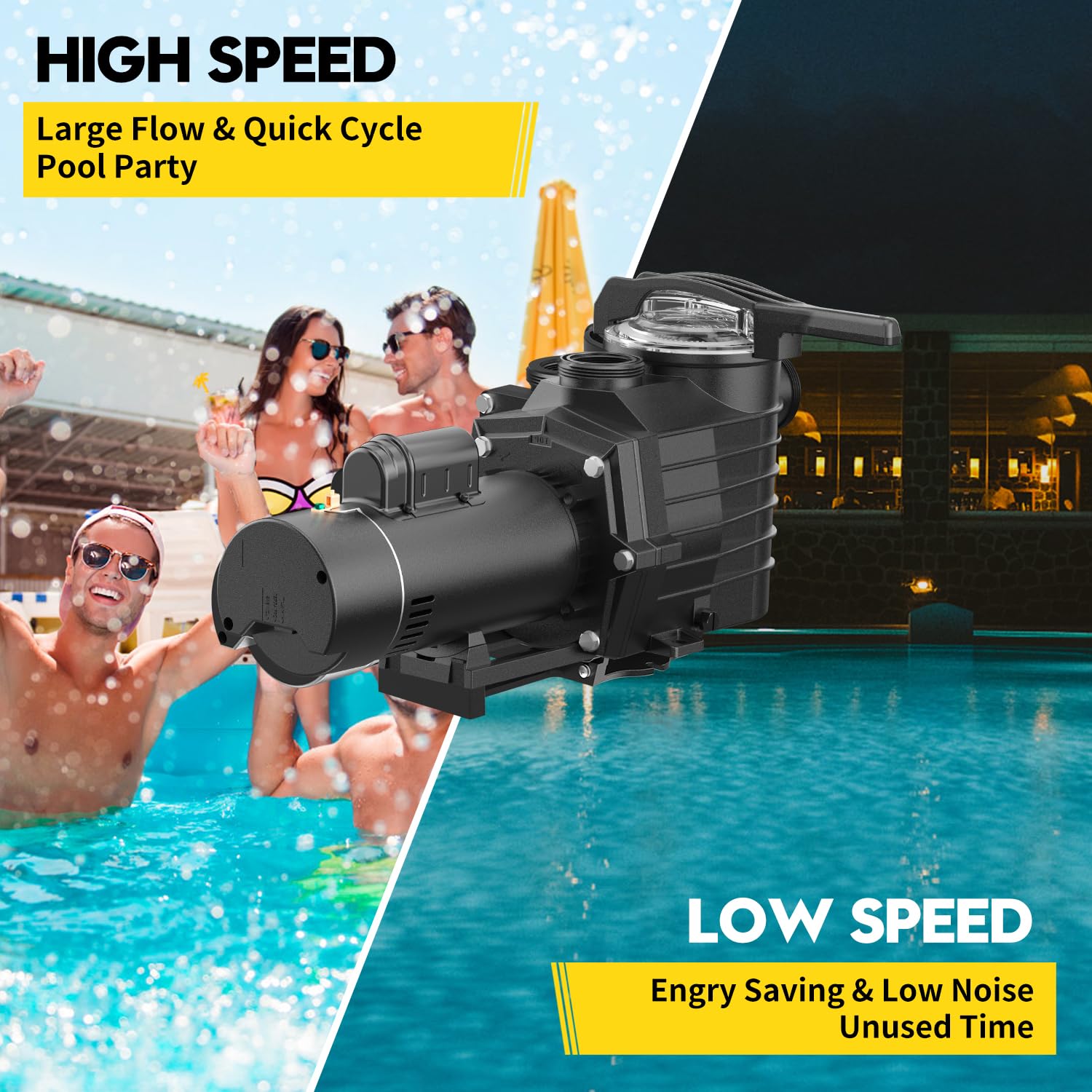 2.5HP Dual Speed Pool Pump 230V - 6240GPH High Flow Swimming Pool Pump with 79FT Head Lift, 1.5