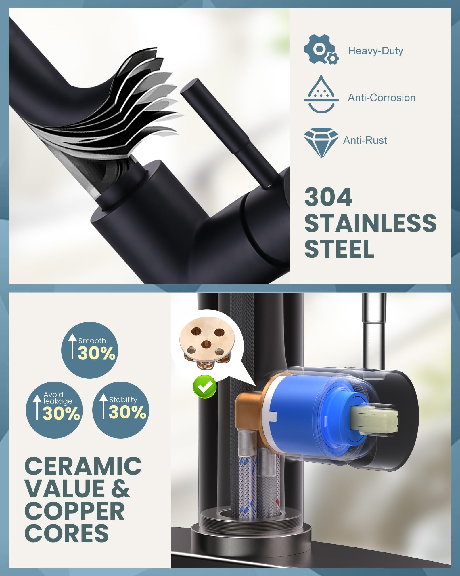 Stainless Steel Pull Down Kitchen Faucet with Sprayer - High Arc for RV & Home Use