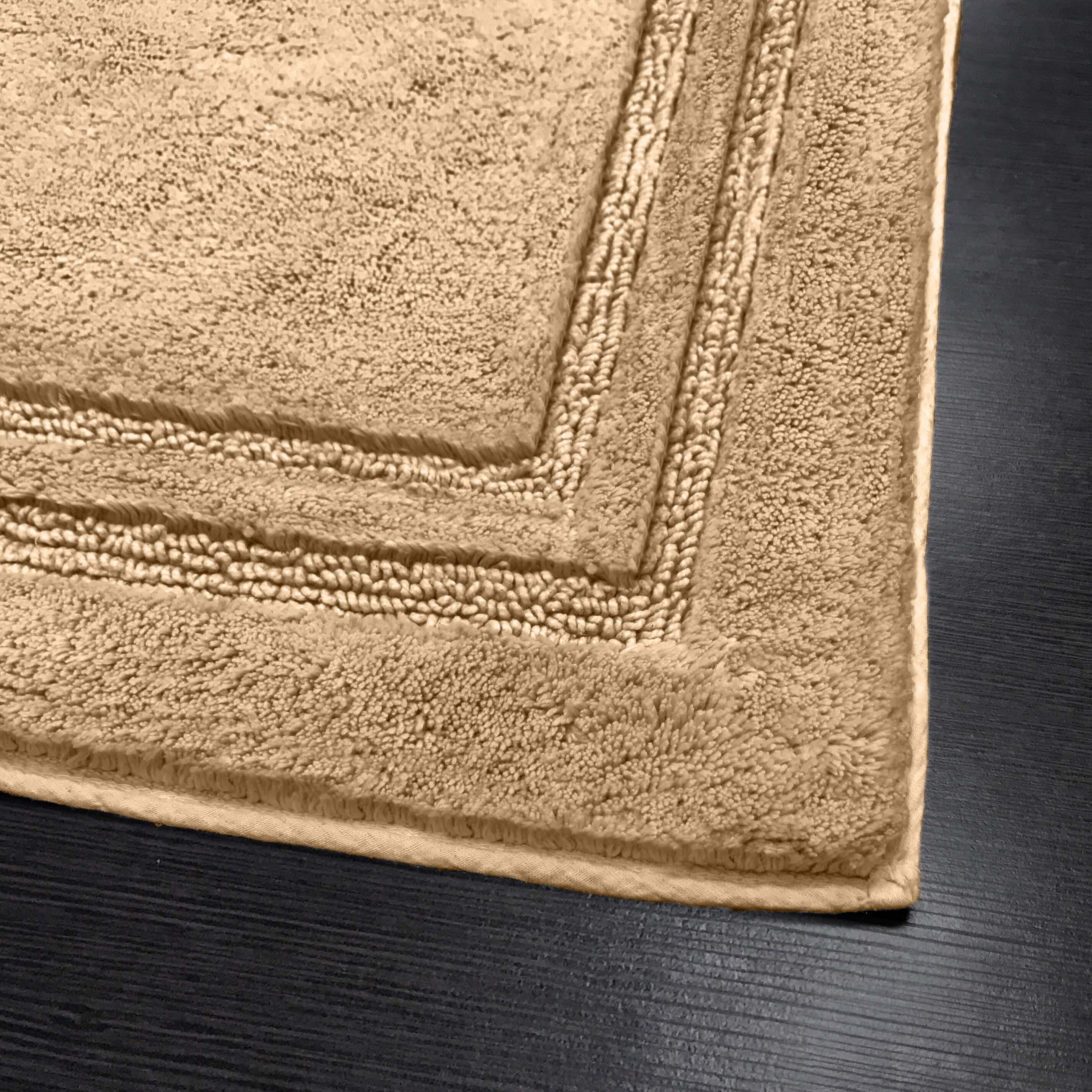 Premium Cotton Non-Slip 2-Piece Bath Rug Set - Soft Absorbent Bathroom Mat for Shower, Tub & Vanity Area - Machine Washable Bath Mats for Safety and Comfort
