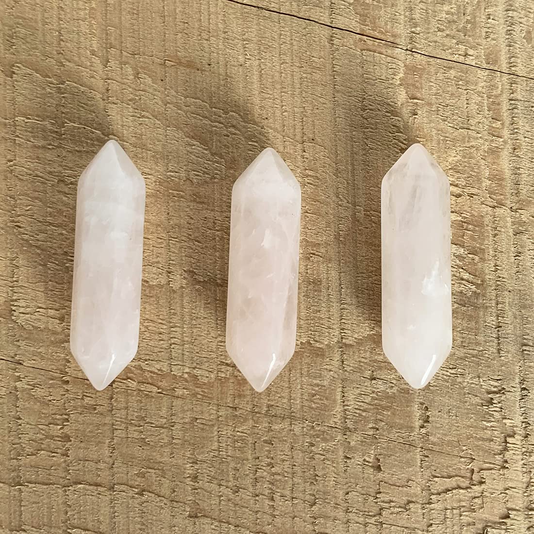 YGLINE 3-Piece Natural Rose Quartz Crystal Wands Set - Hexagonal Pointed & Faceted Reiki Prism for Chakra Healing, Energy Balancing & Meditation - Pink Tumbled Gemstone for Spiritual Wellness, Yoga & Home Decor
