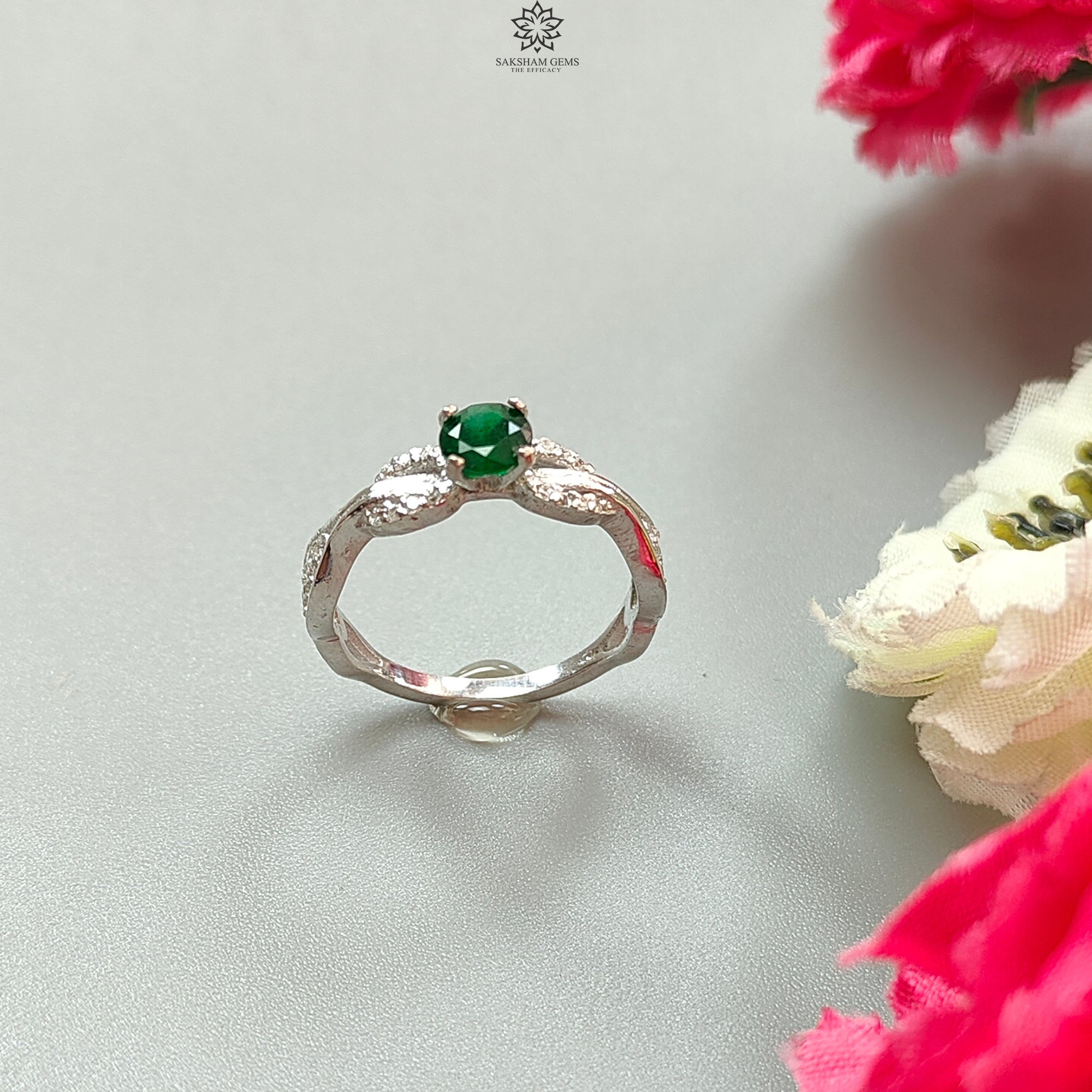 Natural Untreated Emerald Faceted Silver Ring - 2.19gms Round Cut 925 Sterling Silver Prong Set Ring Size 6.5 US | Elegant Jewelry Gift for Women, Anniversary & Special Occasions