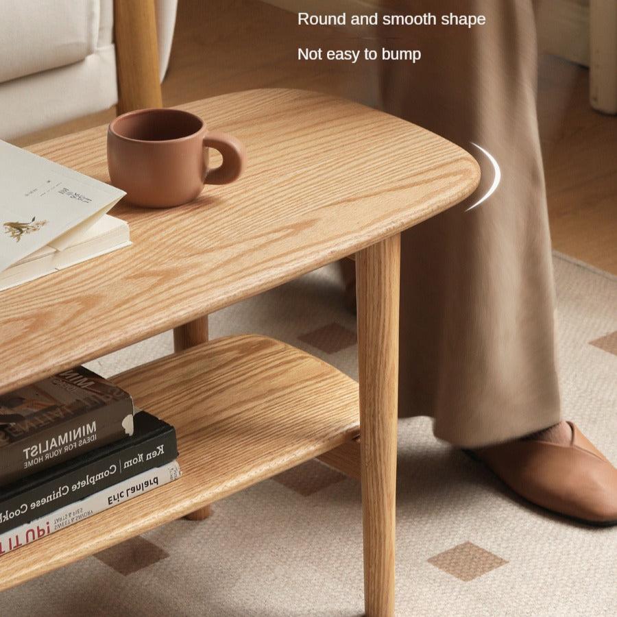 Minimalist Ultra Narrow Coffee Table - Solid Oak & Cherry Wood - Perfect for Small Spaces, Apartments, and Modern Living Rooms