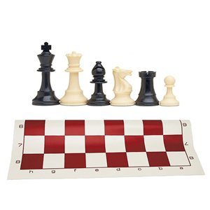 WE Games Travel Tournament Chess Set - 20 Inch Red Roll Up Vinyl Chess Board with 34 Pieces (3.75 Inch King) - Portable Chess Game for Adults & Family - Perfect for Travel, Camping, Picnics & Indoor Game Nights