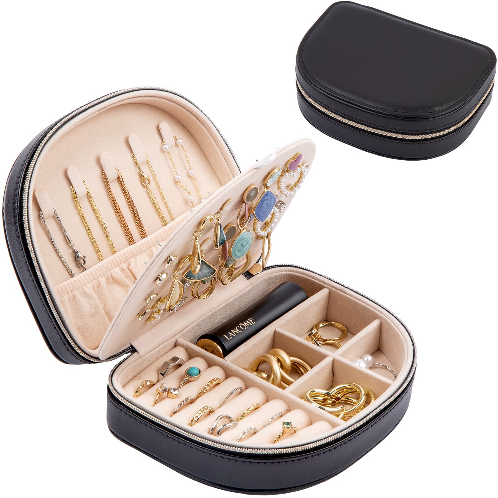 ProCase Jewelry Organizer Travel Case with Zippered Compartments - Portable Jewelry Storage Bag & Box Set for Necklaces, Rings, Earrings - Perfect for Travel, Home Organization & Gift Giving