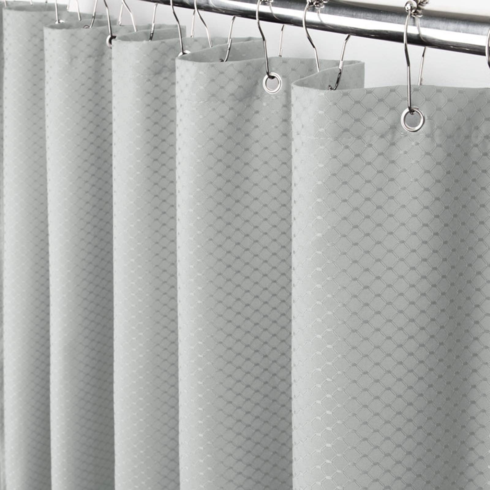 Eforcurtain 75 Inch Long Heavy Duty Waffle Shower Curtain - Waterproof Bathroom Fabric in Grey | Hotel & Home Use for Bath, Shower, and Spa Decor