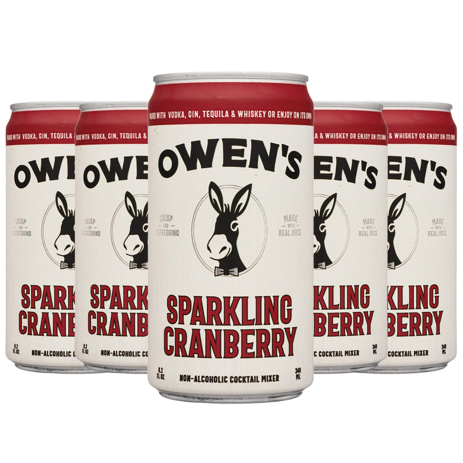 Owen’s Craft Mixers | Sparkling Cranberry 5 Pack | Handcrafted in USA with Premium Ingredients | Vegan & Gluten-Free Soda Mocktail & Cocktail Mixer | Perfect for Parties, Holidays & Home Bars