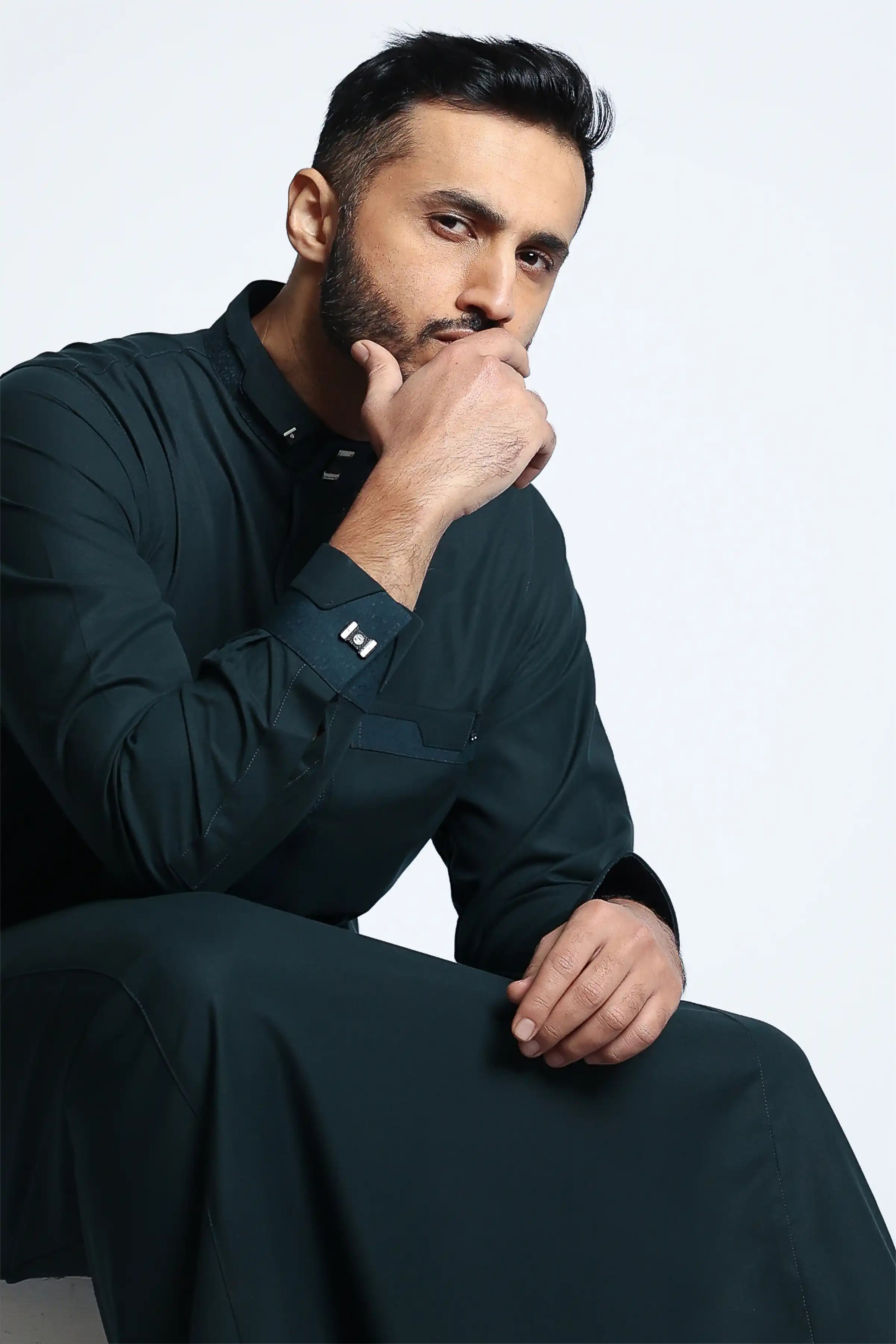 J140 C2 Green Vogue Thobe for Men - Stylish Islamic Robe for Eid, Prayer & Special Occasions