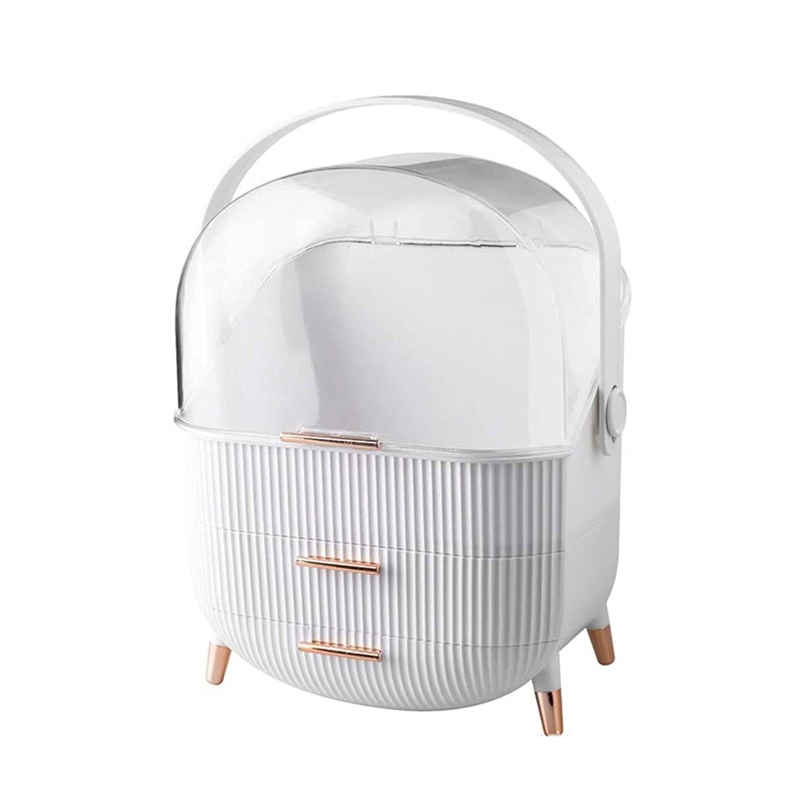 Portable Multifunctional Open Makeup Organizer with Drawers - Large Capacity Waterproof & Dustproof Cosmetic Storage Box for Vanity, Bathroom, Travel (White) - Perfect for Organizing Makeup, Skincare & Beauty Essentials at Home or On The Go