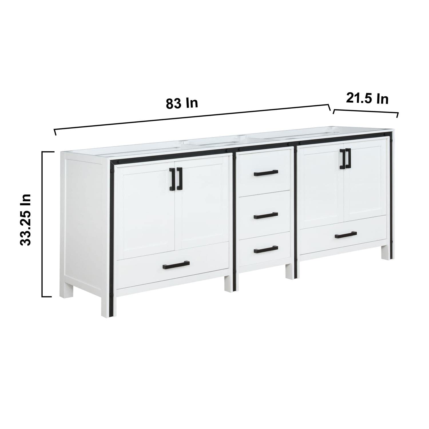 Ziva 84 Inch Wide x 22 Inch Deep White Double Bathroom Vanity Set with 34 Inch Mirrors - Perfect for Master Bathroom or Guest Bath Remodel