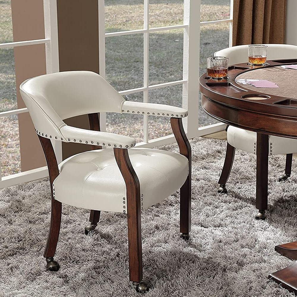 LEEMTORIG Large Rolling Dining Chairs with Casters & Arms - 26