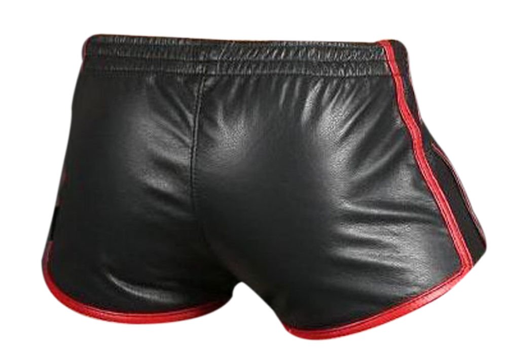 Men's Sexy Real Black Soft Sheep Lamb Leather Gym Boxer Sports Shorts - Comfortable & Breathable Underwear for Workout, Boxing & Everyday Wear