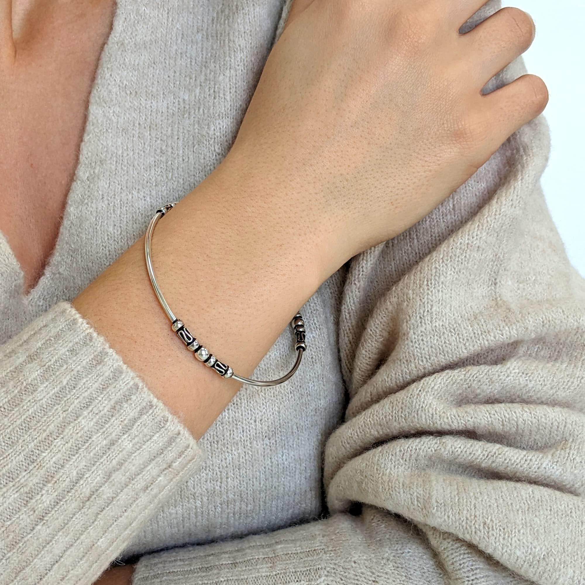 925 Sterling Silver Balinese Wire Scrollwork Bangle Bracelet for Women - Elegant Handmade Jewelry Gift for Birthday, Anniversary & Special Occasions