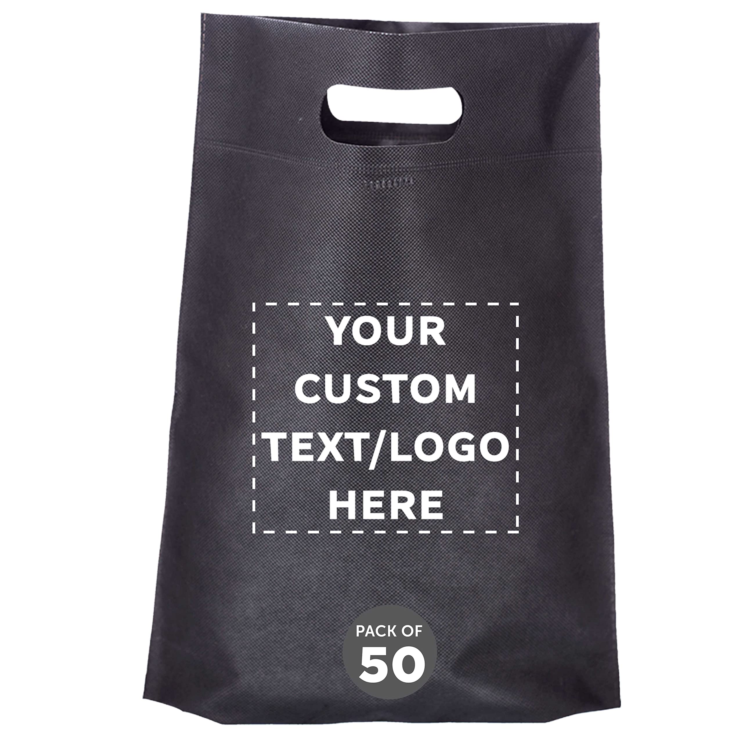 Custom Non-Woven Reusable Tote Bags - Bulk Pack of 50 Personalized Promotional Bags - Eco-Friendly Shopping, Grocery, Beach & Picnic Bags - 11