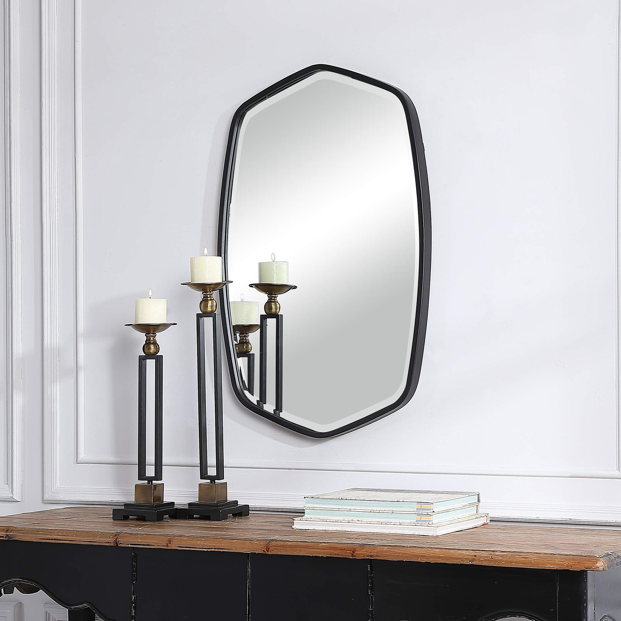 Duronia Black Iron Mirror - Full Length Wall Mirror with Rustic Iron Frame, Shatterproof Glass for Bedroom, Living Room, Entryway & Bathroom Decor