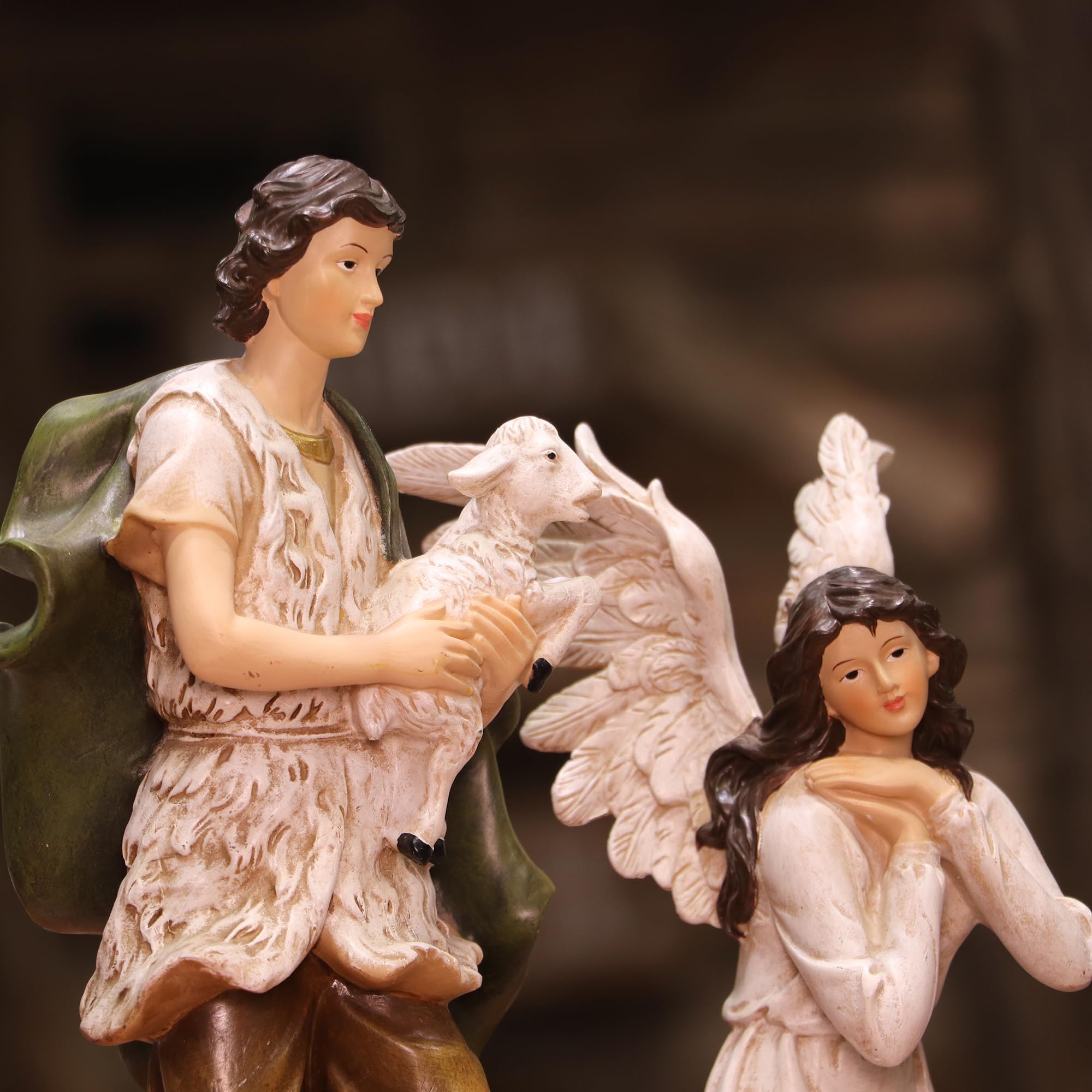 Zayton Nativity Set - 11 Piece 8 Inch Christmas Scene Figurines with Jesus, Manger & Holy Family - Perfect for Indoor Home Decor, Church Display & Holiday Gift Giving