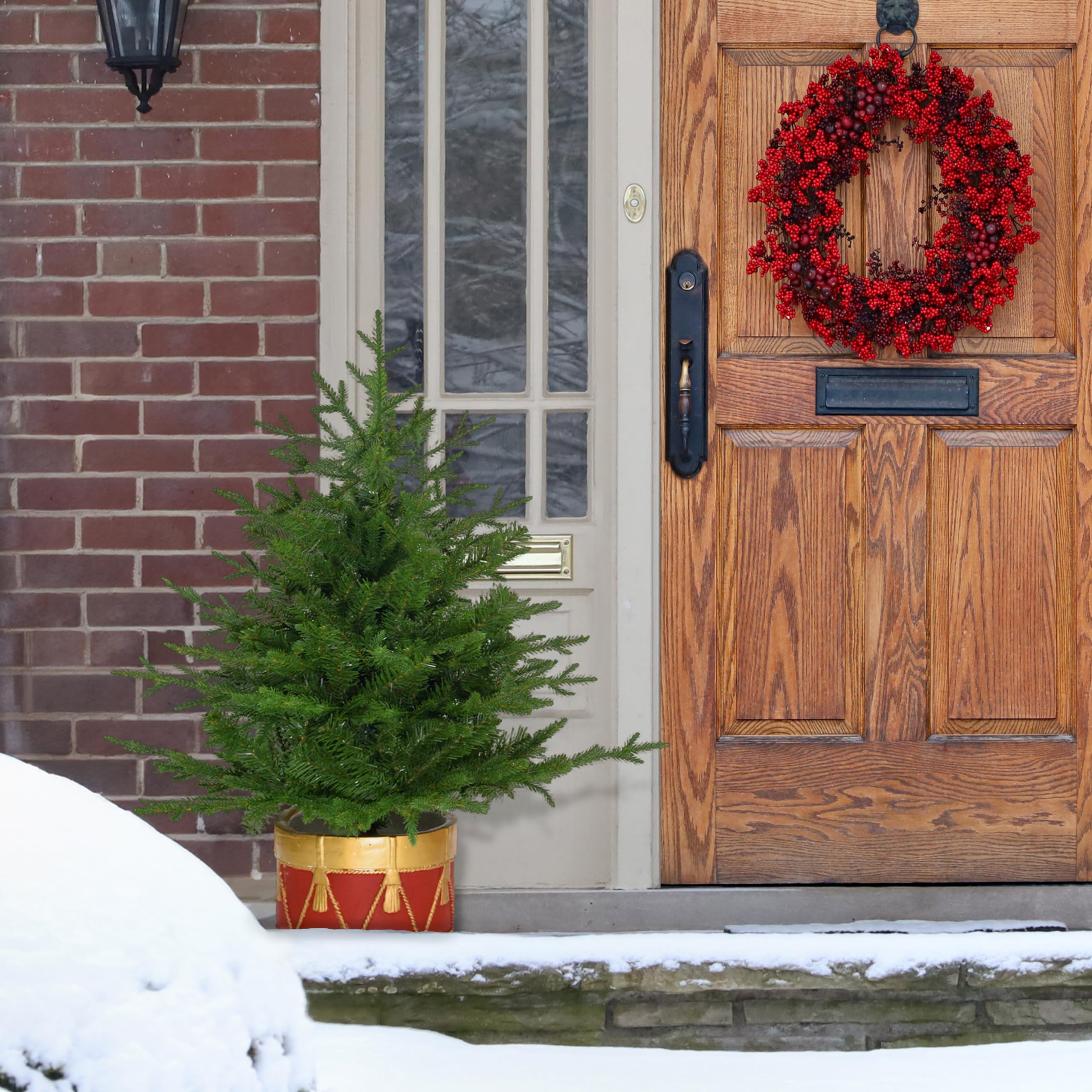 Fraser Hill Farm 3-Ft Artificial Potted Andriondack Tree - No Lights - Perfect for Indoor Home Decor, Office Plants, and Holiday Centerpieces