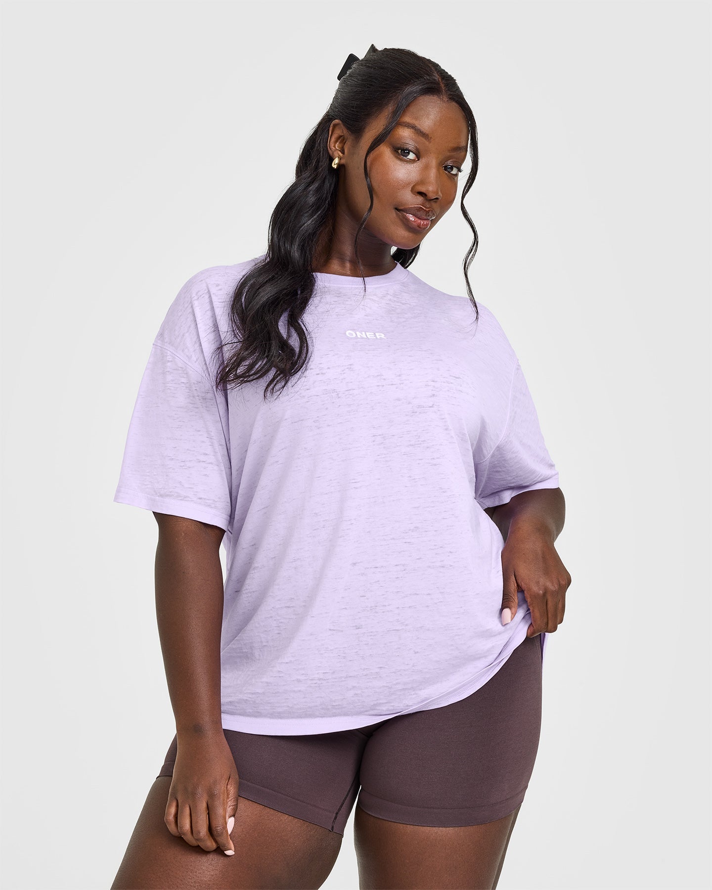 Lavender Purple Washed Burnout T-Shirt for Women - Soft Vintage Style Tee for Casual Wear and Summer Outfits