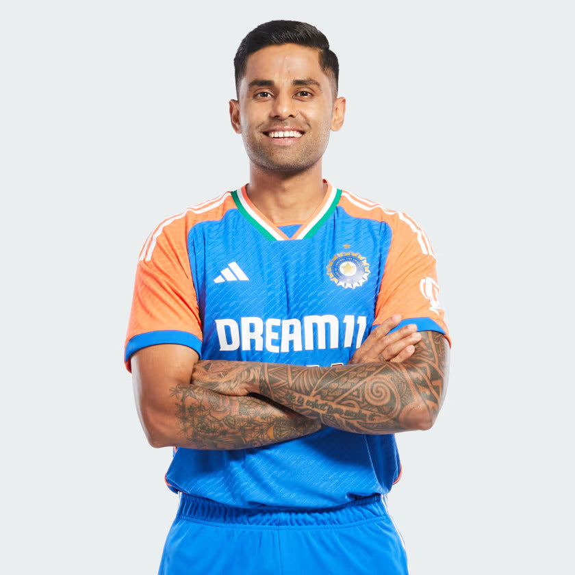 Authentic India Cricket T20 International Player Jersey - Dark Blue & True Orange - Perfect for Cricket Matches, Fan Events & Sports Enthusiasts