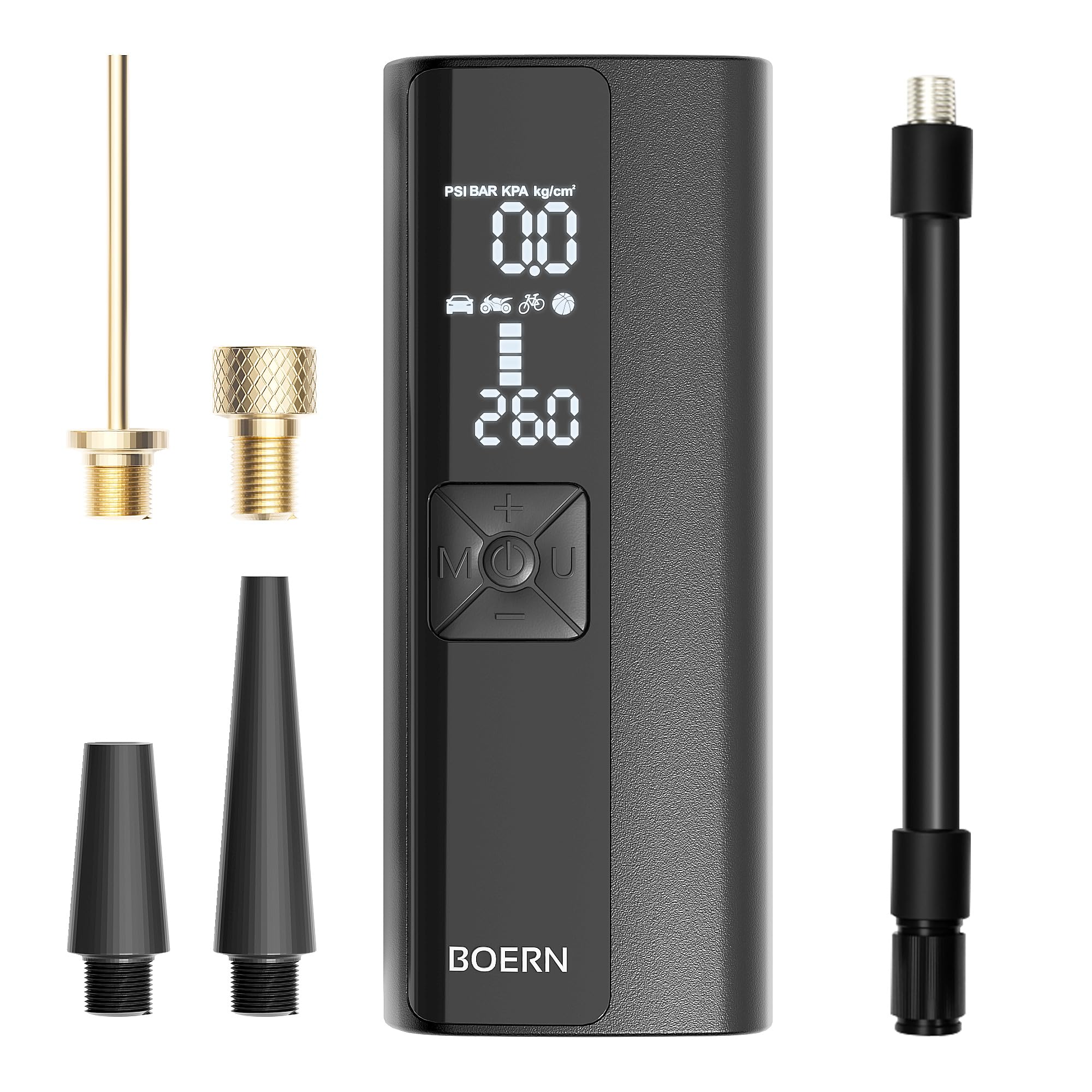 BOERN Portable Air Compressor for Car Tires - 150PSI Auto Shut Off Tire Inflator Pump for Cars, Motorcycles, Bikes & Inflatables | Quick Inflation for Road Trips, Camping & Emergency Use