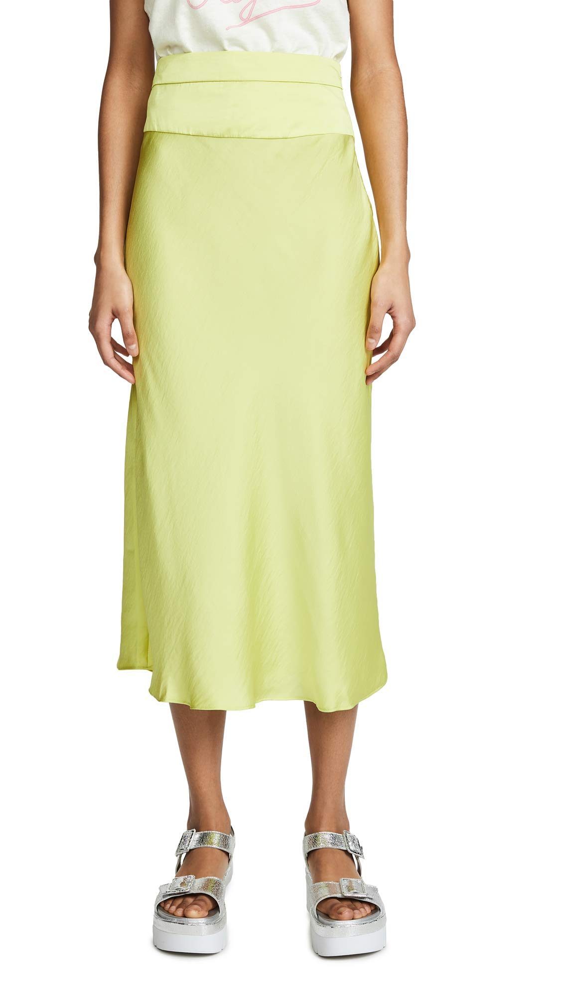 Free People Women's Normani Bias Skirt - Flowy Midi Skirt with Slit for Summer, Boho Style, Beach, Party & Casual Outfits