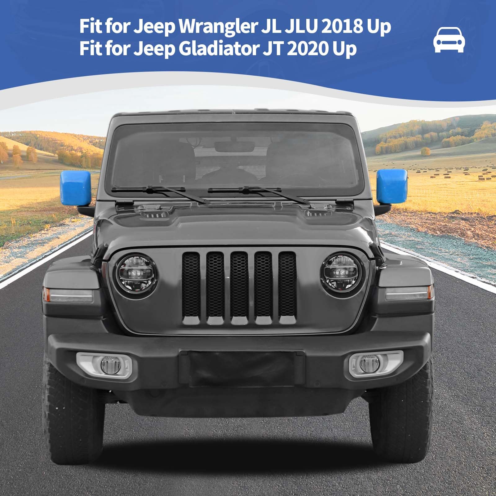 RT-TCZ Baby Blue Side Mirror Cover Trim for Jeep Wrangler JL JLU & Gladiator JT (2018-2024) - Exterior Accessories 2pcs - Enhance Style & Protection for Off-Road Adventures