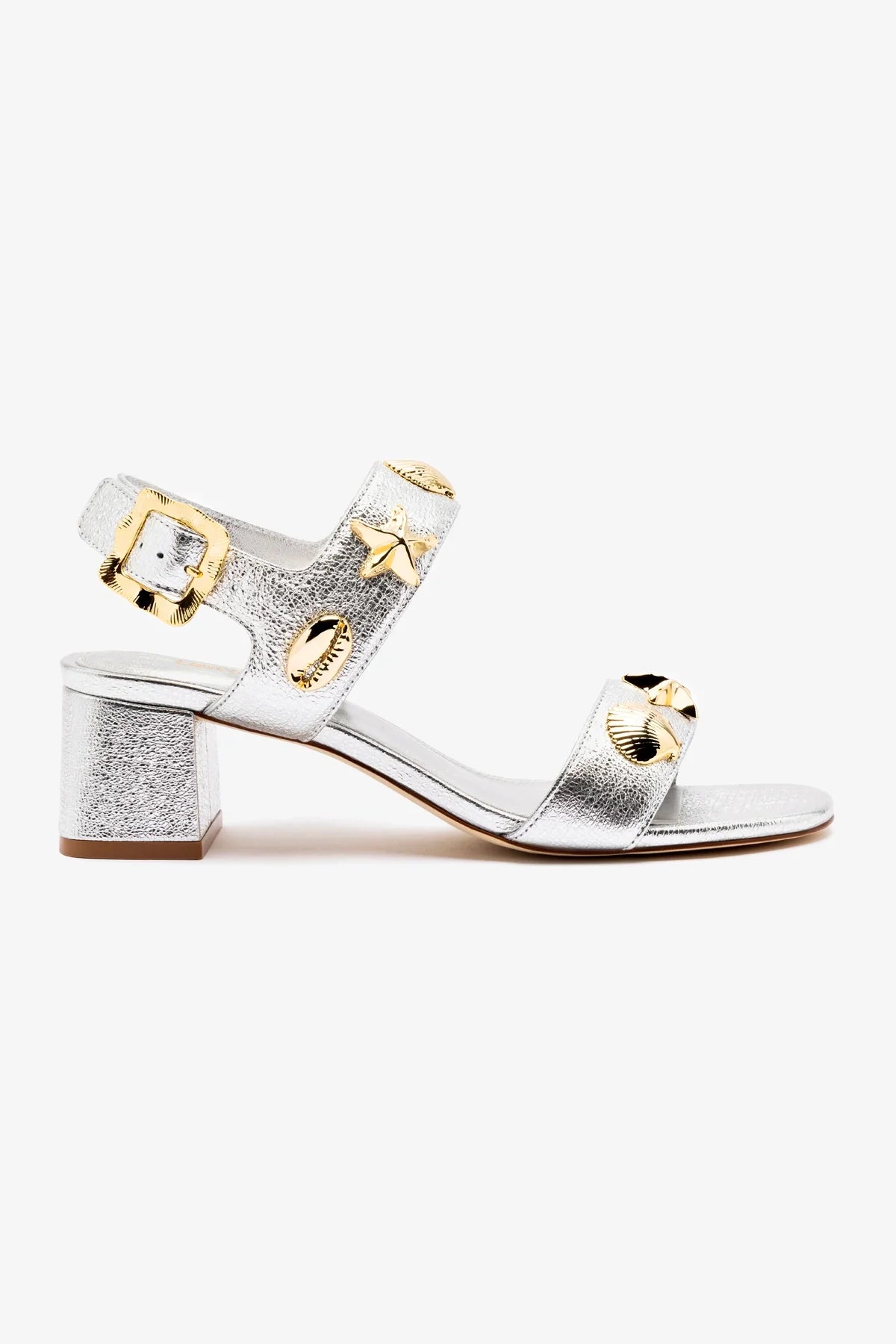 Madison Block Heels in Silver Metallic Leather - Stylish Women's Dress Shoes for Parties, Weddings & Evening Events