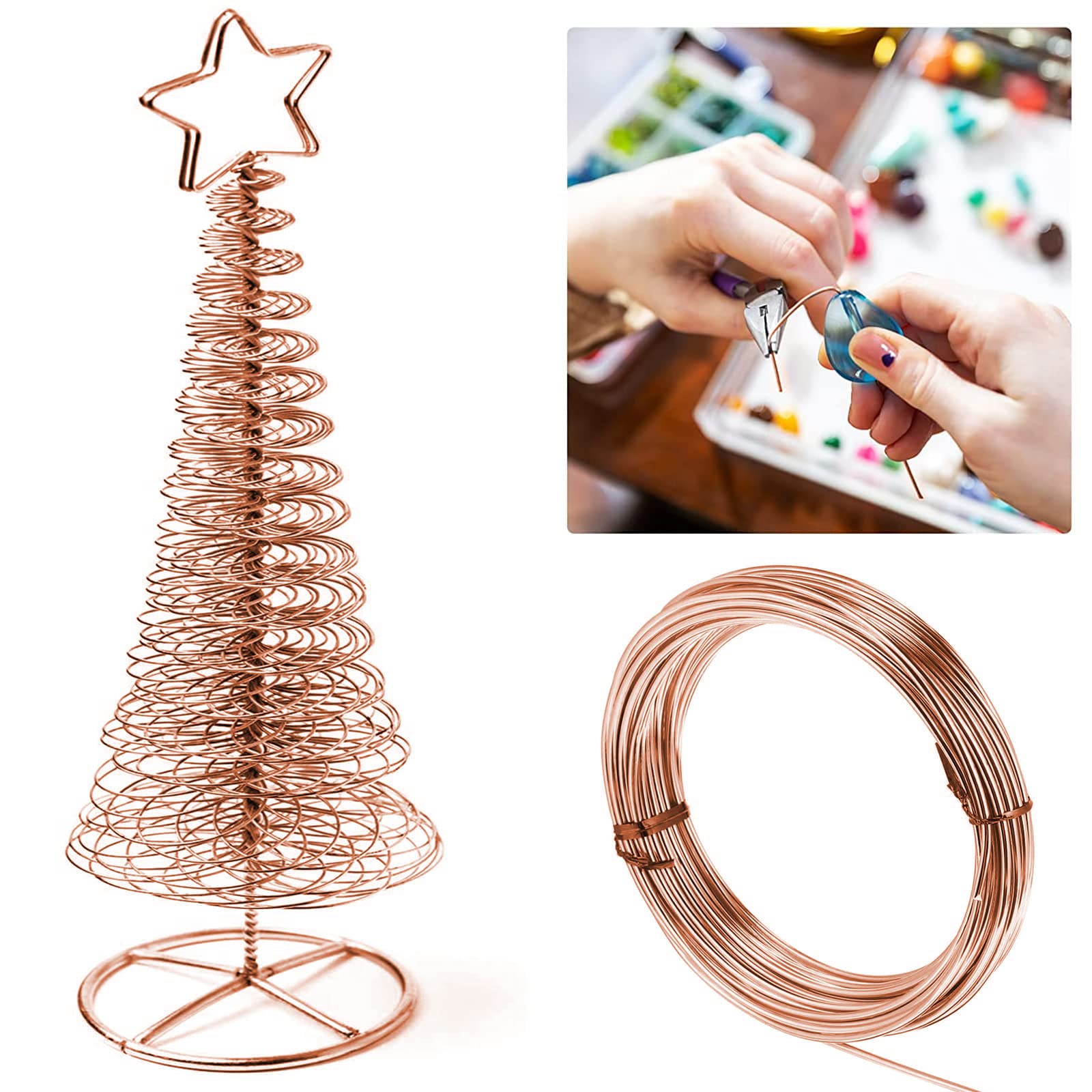 99.5% Pure Bare Copper Wire - 10 Gauge Round Jewelry Making, Beading & Floral Craft Wire (16.4Ft Length) - Perfect for DIY Jewelry, Home Decor & Electrical Projects