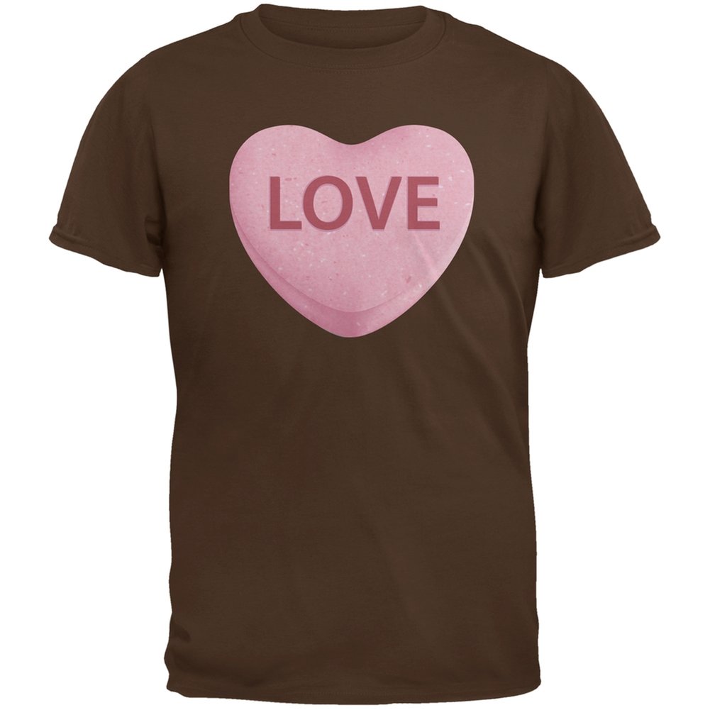 Pink Love Candy Heart Brown Youth T-Shirt | Cute Graphic Tee for Boys & Girls | Perfect for Valentine's Day, Birthday Gifts & Casual Wear